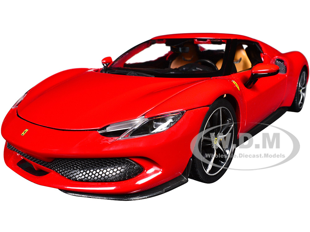 Ferrari 296 GTB Red "Race + Play" Series 1/18 Diecast Model Car by Bburago