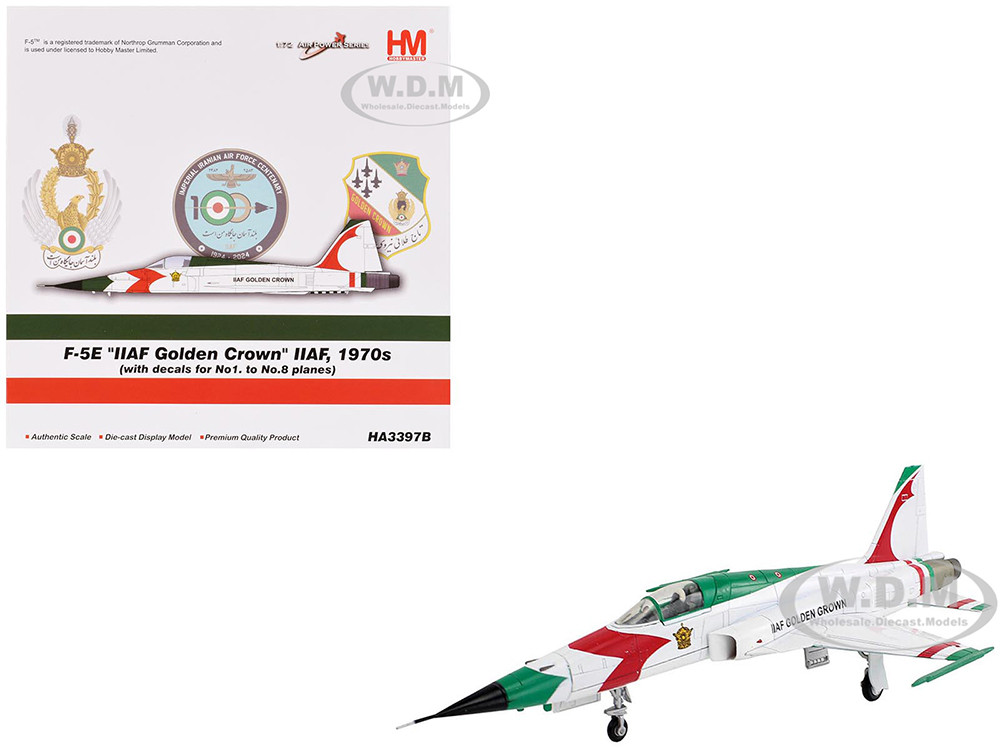 Northrop F-5E Tiger II Aircraft "#1-8, 3-7099, IIAF Golden Crown" Imperial Iranian Air Force "Air Power Series" 1/72 Diecast Model by Hobby Master
