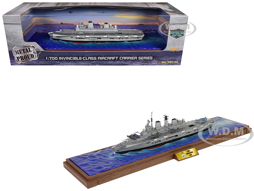 British HMS Invincible (R05) Aircraft Carrier Waterline Edition "Falklands War" (1982) British Royal Navy "Battleship" Series 1/700 Diecast Model by M