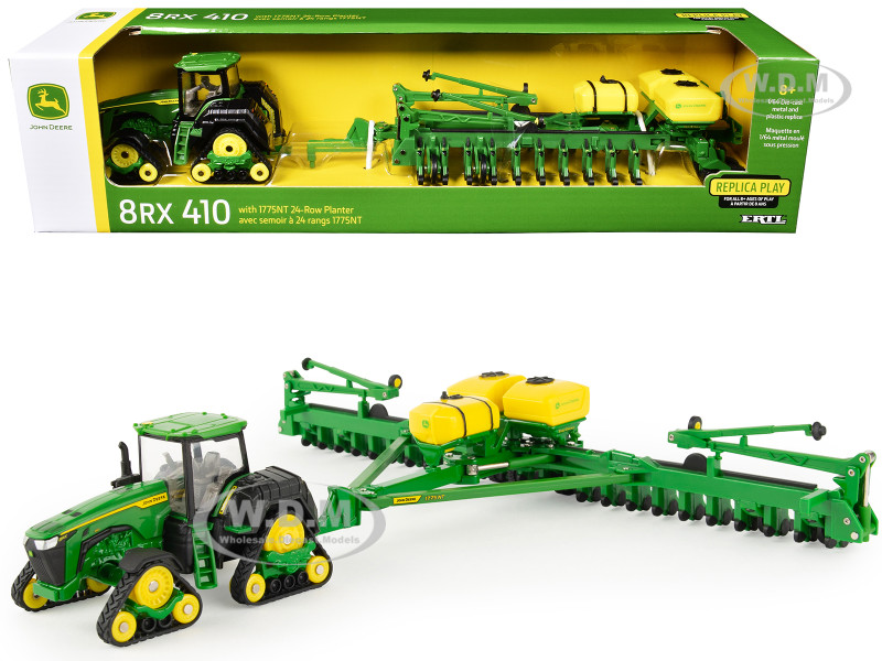 John Deere 8RX 410 Tractor Green with 1775NT 24-Row Planter