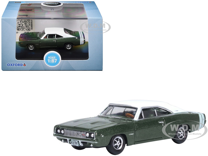 1968 Dodge Charger Racing Green Metallic with White Top and Tail