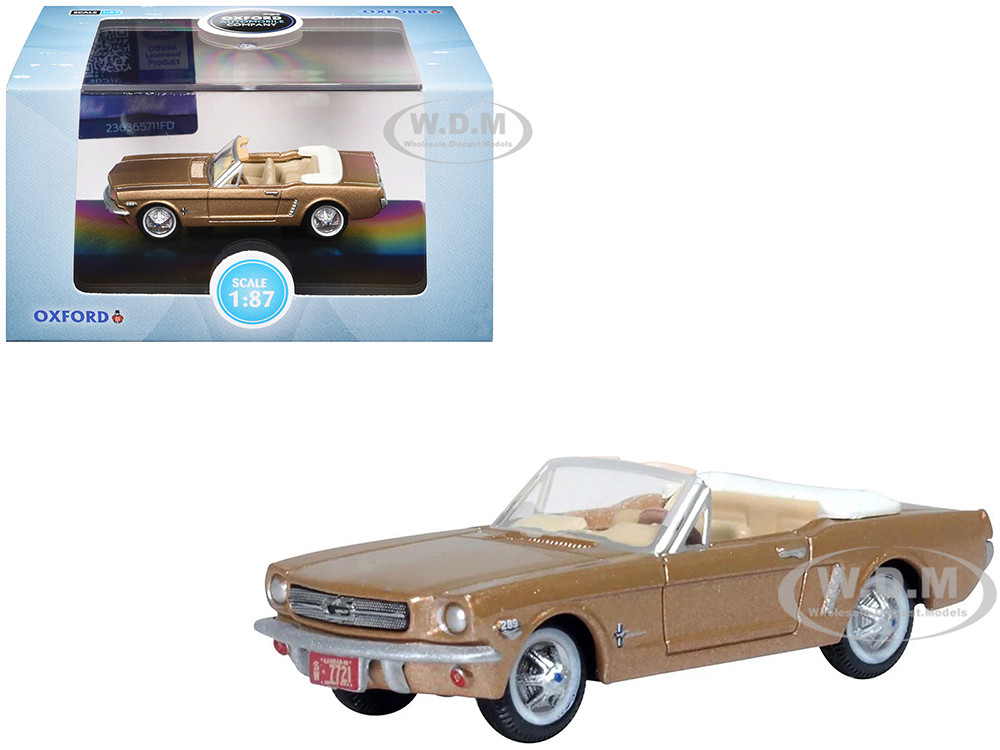 Oxford Diecast 1:87 1965 Ford Mustang Convertible Prairie Bronze Metallic 1/87 (HO) Scale Diecast Model Car by Oxford Diecast