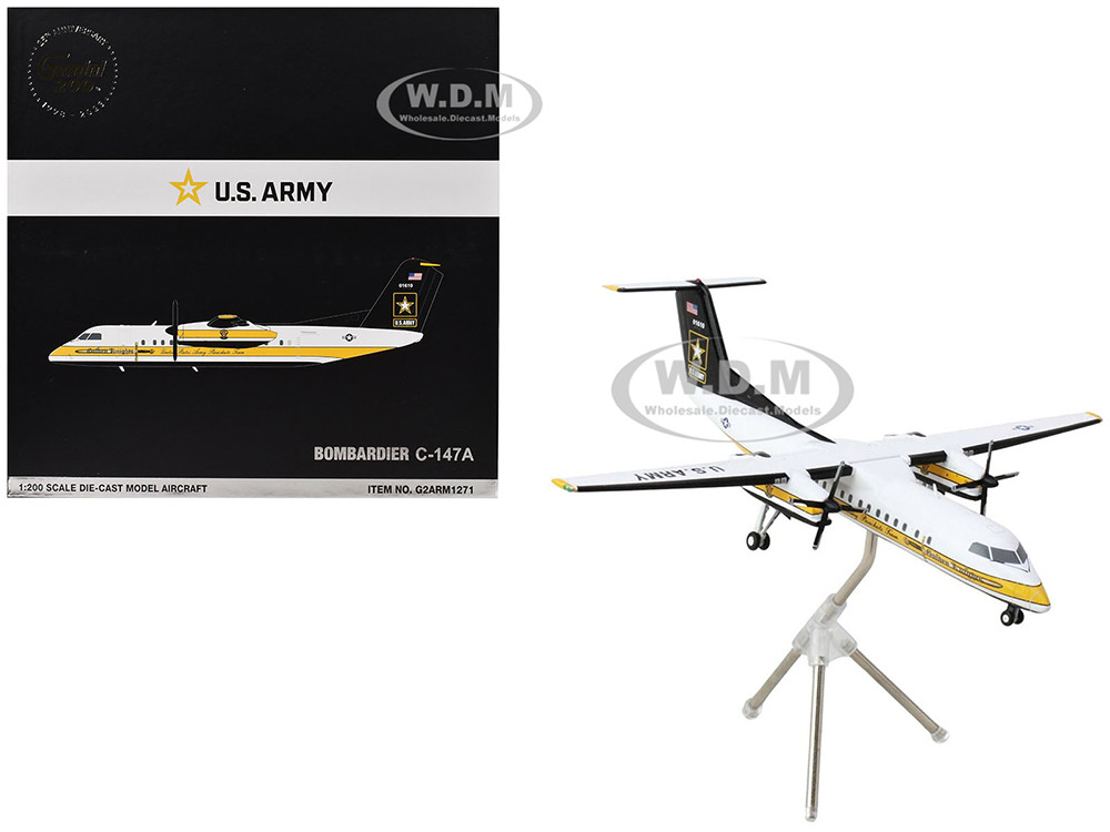 Bombardier C-147A Transport Aircraft "Golden Knights Parachute Team" United States Army (17-01610) White with Yellow Stripes and Black Tail "Gemini 20