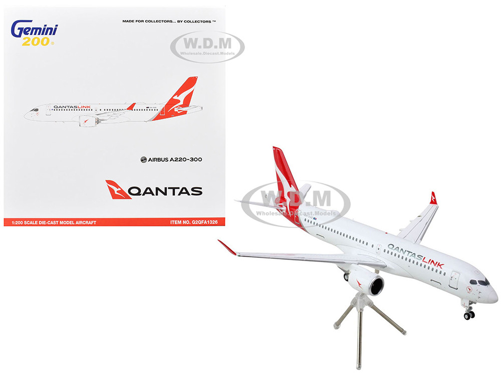 Airbus A220-300 Commercial Aircraft "QantasLink - Qantas Airways" (VH-4XB) White with Red Tail "Gemini 200" Series 1/200 Diecast Model Airplane by Gem