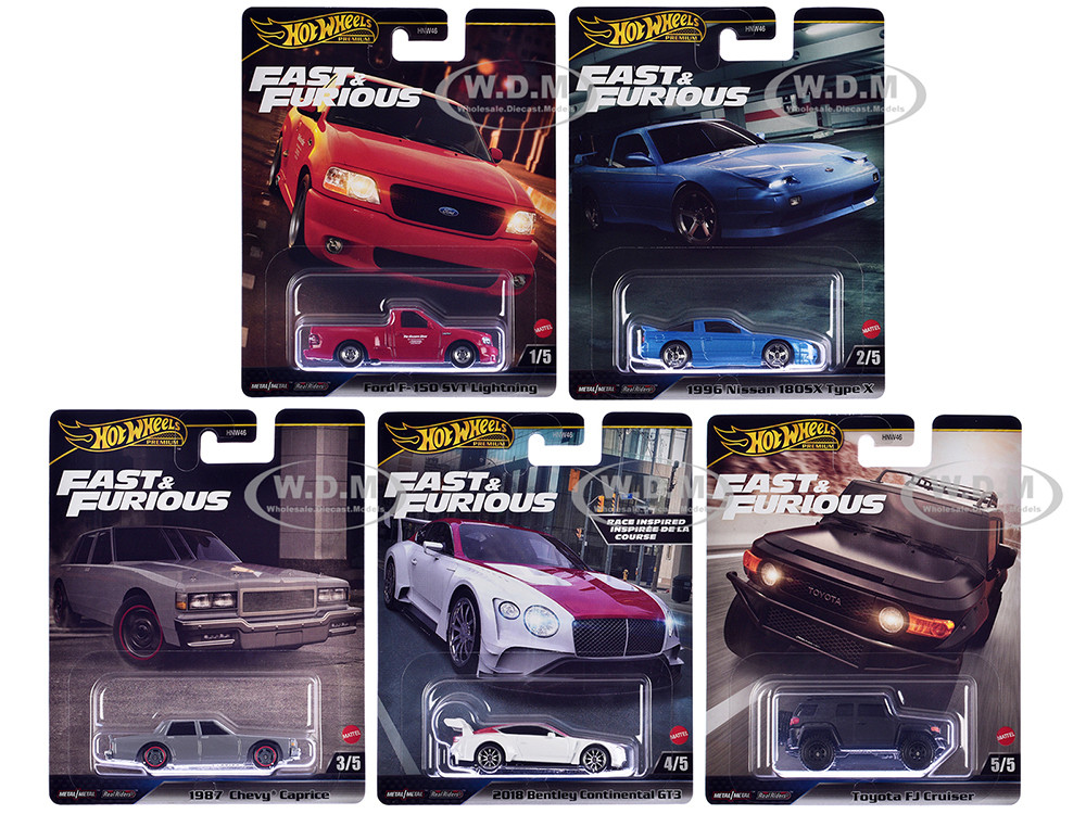 "Fast & Furious" 2024 5 piece Set H Diecast Model Cars by Hot Wheels