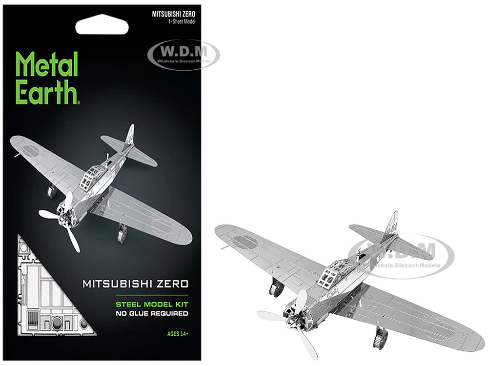 Metal Earth Model Kit Mitsubishi Zero Fighter Aircraft "Imperial Japanese Navy Air Service" (Moderate Difficulty) Steel Model by Metal Earth