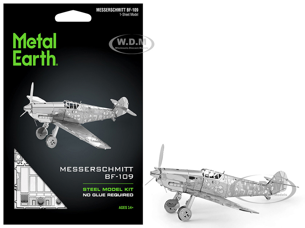 Metal Earth Model Kit Messerschmitt BF-109 Fighter Aircraft "German Luftwaffe" (Moderate Difficulty) Steel Model by Metal Earth