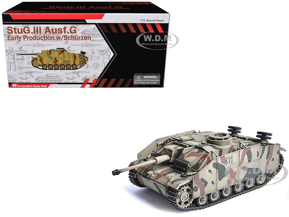 Germany StuG.III Ausf.G Early Production Tank with Schurzen #411 "Panzer Abteilung 115, Italy" (1943) "NEO Dragon Armor" Series 1/72 Plastic Model by