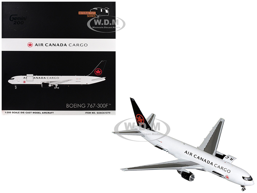 Boeing 767-300F Commercial Aircraft "Air Canada Cargo" (C-GXHM) White with Black Tail "Gemini 200 - Interactive Series" 1/200 Diecast Model Airplane b
