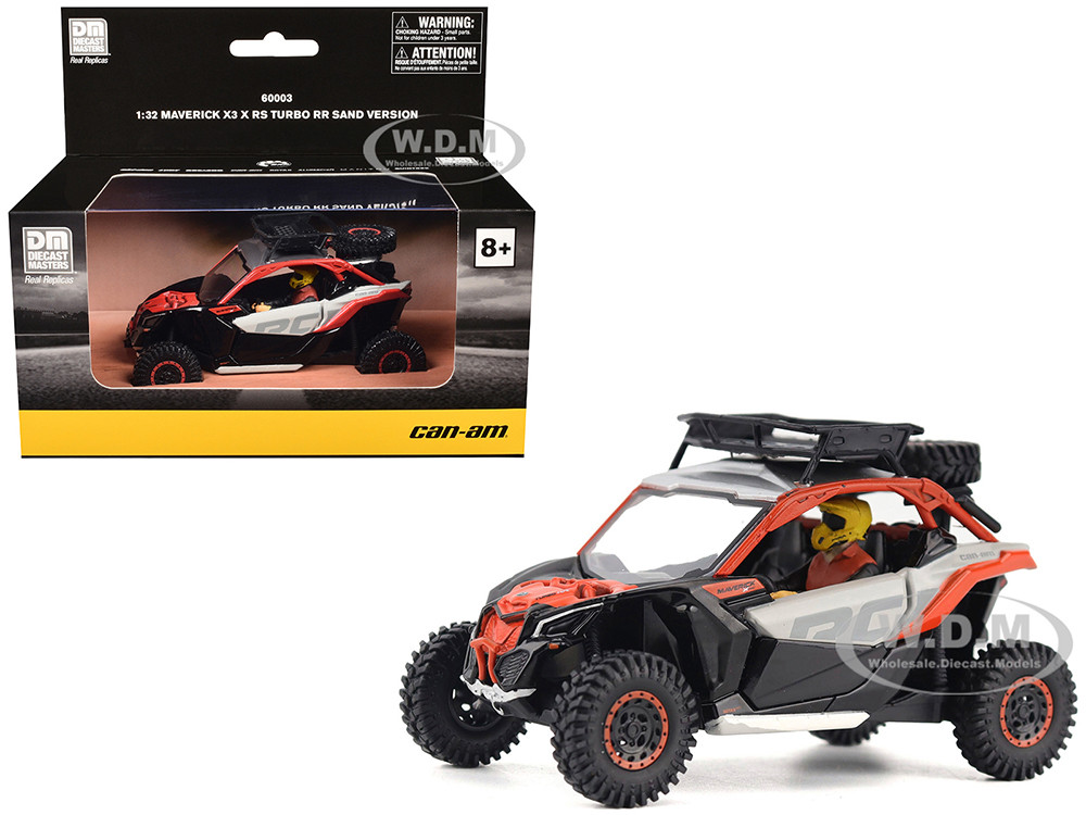 Brp Models 1:32 Can-Am Maverick X3 X RS Turbo RR Sand Version Chalk Gray and Magma Red with Driver Figure 1/32 Diecast Model by BRP Models