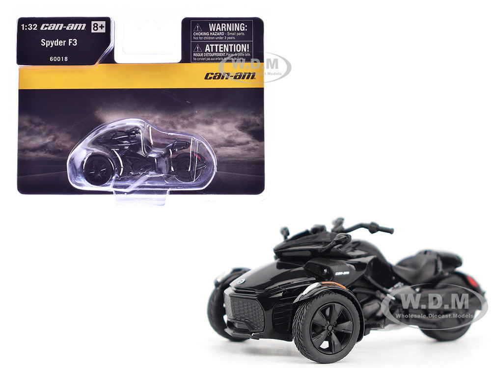 Brp Models 1:32 Can-Am Spyder F3 3-Wheel Motorcycle Steel Black Metallic 1/32 Diecast Model by BRP Models
