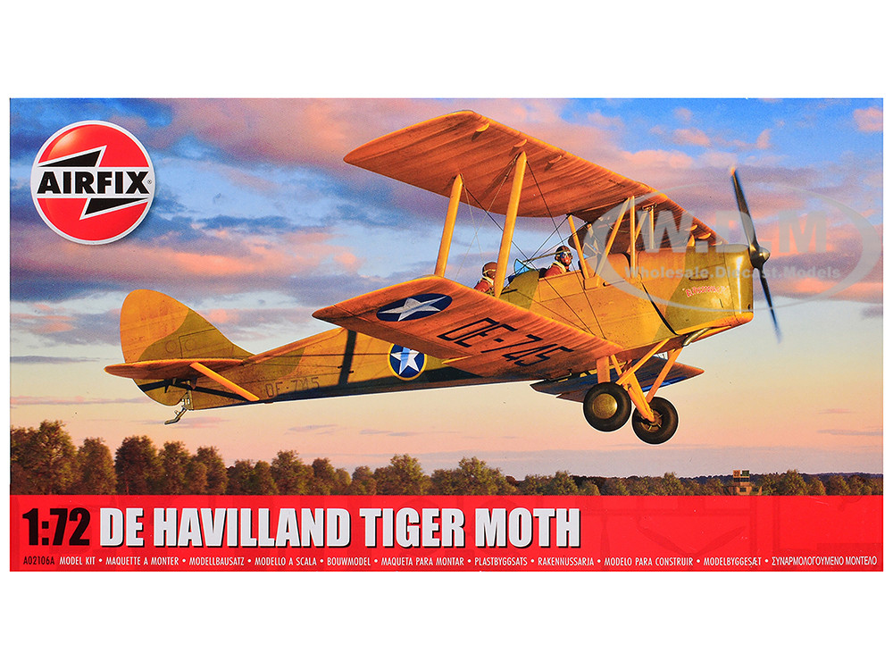 Airfix 1:72 Level 2 Model Kit De Havilland Tiger Moth Aircraft with 2 Scheme Options 1/72 Plastic Model Kit by Airfix