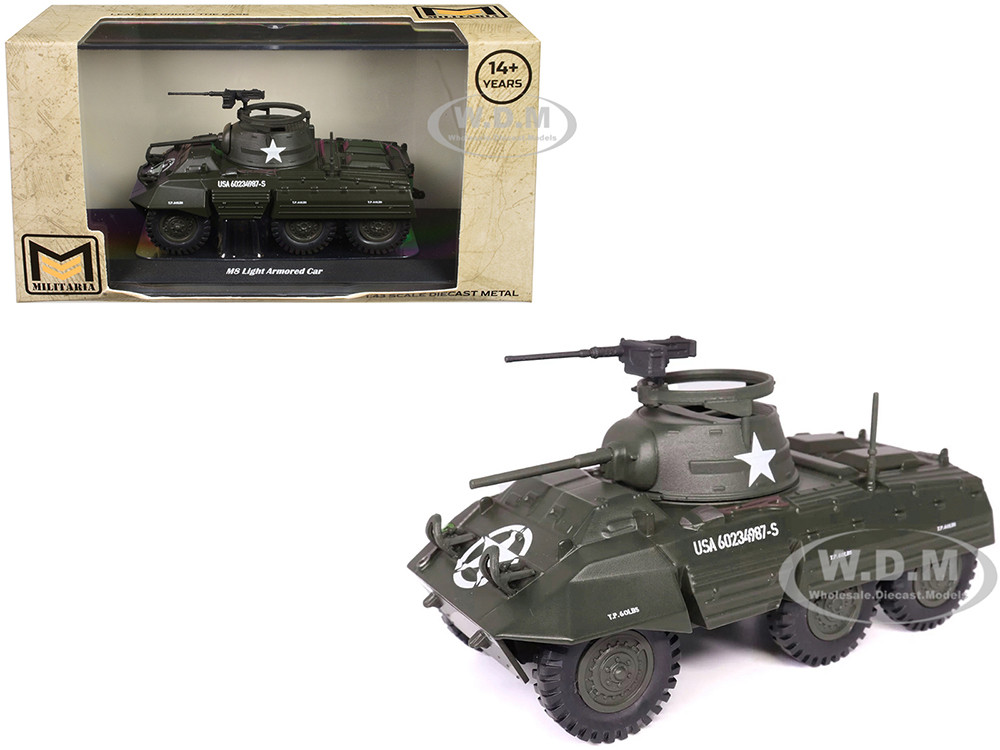 Militaria Die Cast 1:43 M8 Light Armored Car Olive Drab "United States Army" 1/43 Diecast Model by Militaria Die Cast
