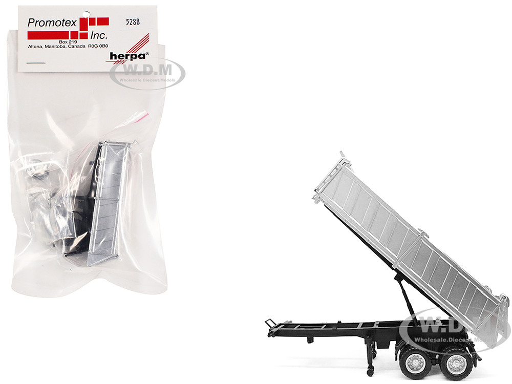 Promotex 1:87 26ft Gravel Trailer Silver 1/87 (HO) Plastic Model by Promotex