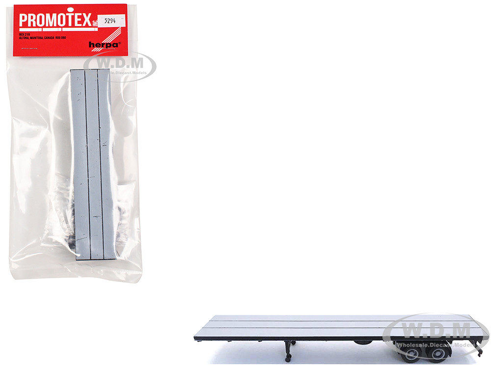 Promotex 1:87 48ft Flatbed Trailer Gray Top 1/87 (HO) Plastic Model by Promotex