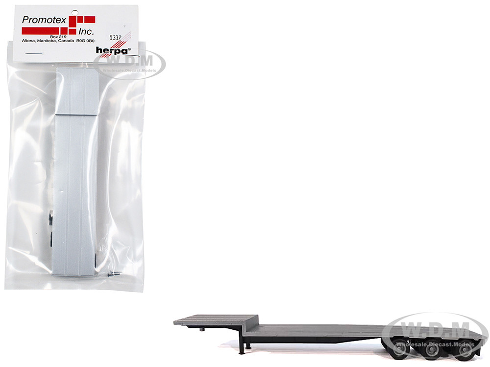 Promotex 1:87 3-Axle Dropdeck Flatbed Trailer Silver Top 1/87 (HO) Plastic Model by Promotex