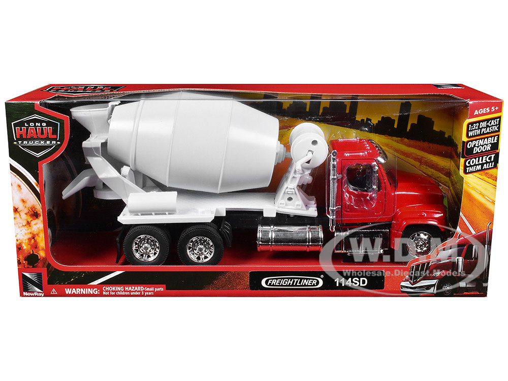 New Ray 1:32 Freightliner 114SD Cement Mixer Red and White "Long Haul Truckers" Series 1/32 Diecast Model by New Ray