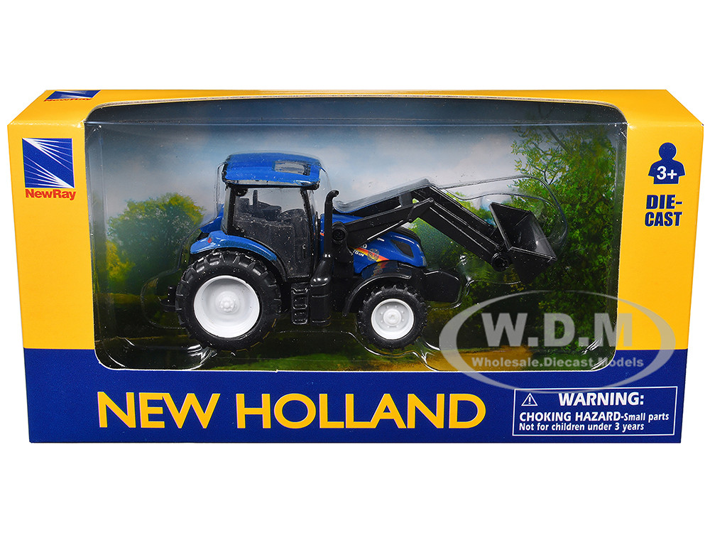 New Holland T6175 Tractor with Front Loader Blue Diecast Model by New Ray
