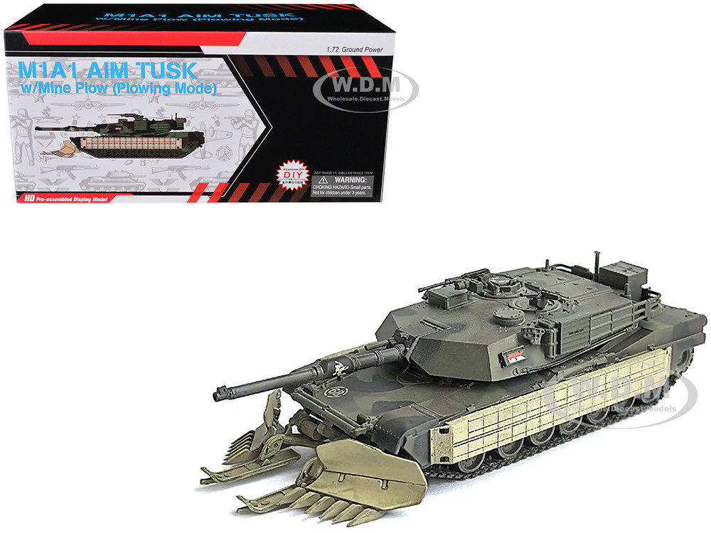 United States M1A1 AIM (Abrams Integrated Management) Tank with Mine Plow (Plowing Mode) #68 "United States Army" Olive Drab "NEO Dragon Armor" Series
