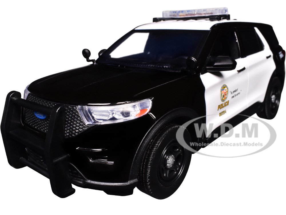 2022 Ford Police Interceptor Utility Black and White "Los Angeles Police Department (LAPD)" with Flashing Light Bar and Front and Rear Lights and Soun