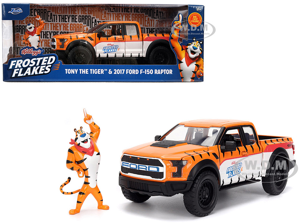 Jada 1:24 2017 Ford F-150 Raptor Pickup Truck "Frosted Flakes" Orange with Graphics and Tony the Tiger Diecast Figure "Hollywood Rides" Series 1/24 Diecast Mode