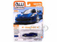 2018 Chevrolet Corvette Grand Sport Admiral Blue with White Stripe Sports Cars Series 1/64 Diecast Model Car Auto World 64452-AWSP176B