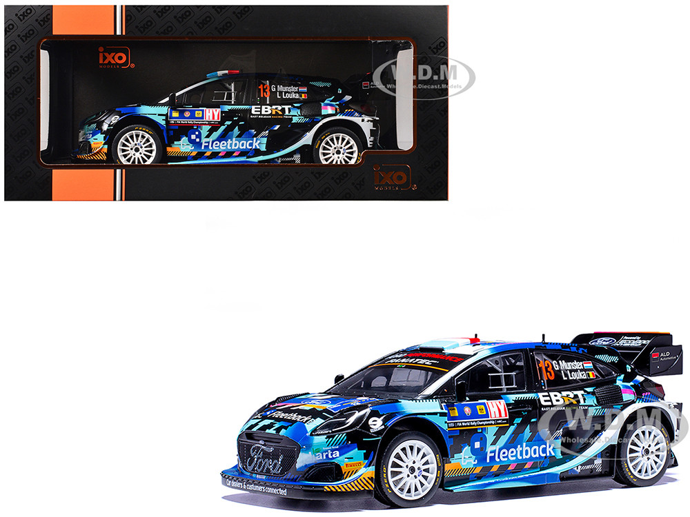 Ford Puma Rally1 #13 Gregoire Munster - Louis Louka "Central European Rally" (2023) 1/18 Diecast Model Car by IXO Models