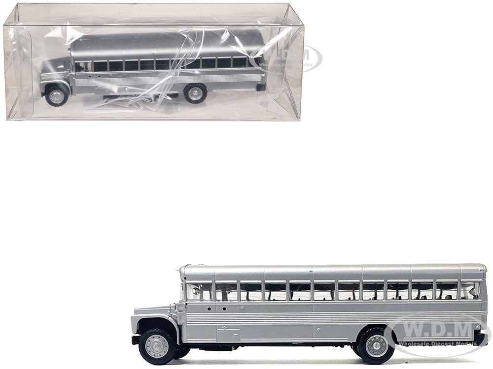 Promotex 1:87 School Bus Silver Metallic 1/87 (HO) Plastic Model by Promotex