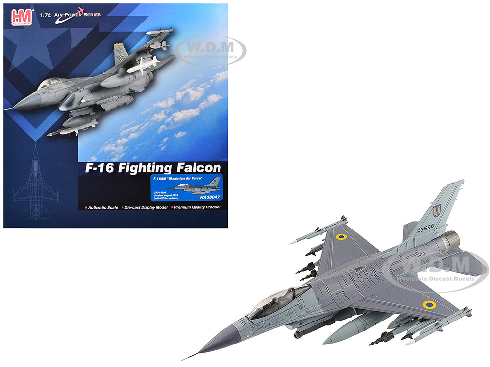 Lockheed F-16AM Fighting Falcon Fighter Aircraft "UA24-3596, Pylon Integrated Dispenser System Plus" (2024) Ukrainian Air Force "Air Power Series" 1/7