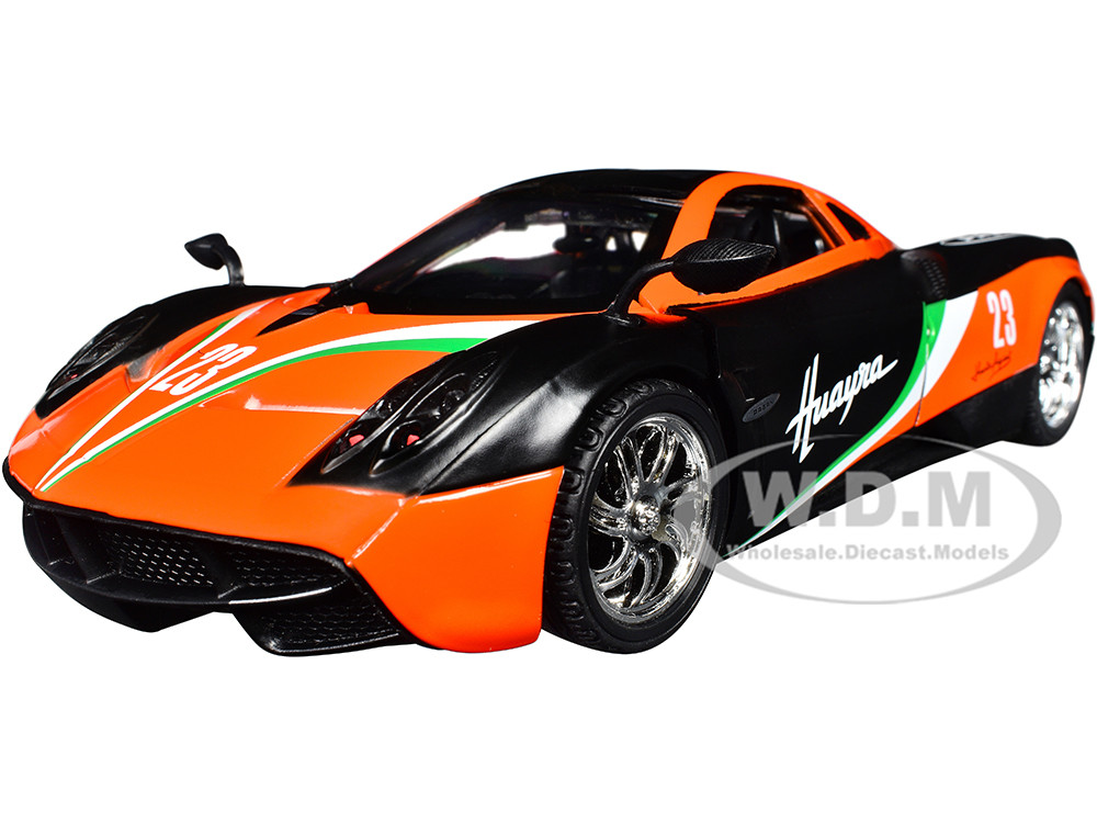 Motormax 1:24 Pagani Huayra #23 Orange and Black with Stripes "GT Racing" Series 1/24 Diecast Model Car by Motormax