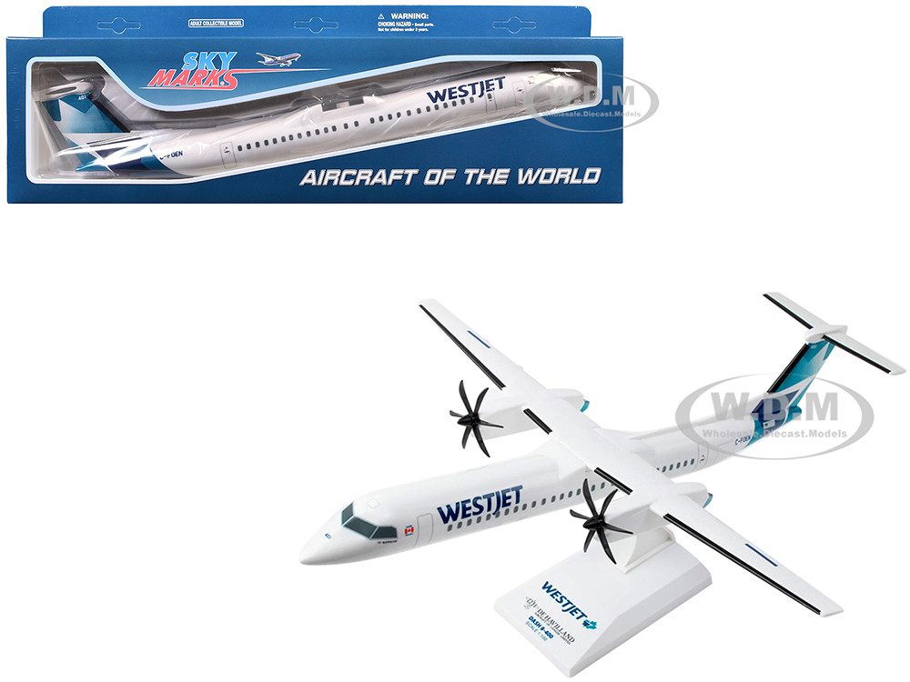 Bombardier Q400 Commercial Aircraft "Air Canada" (C-FOEN) White with Tail Graphics (Snap-Fit) 1/100 plastic model by Skymarks