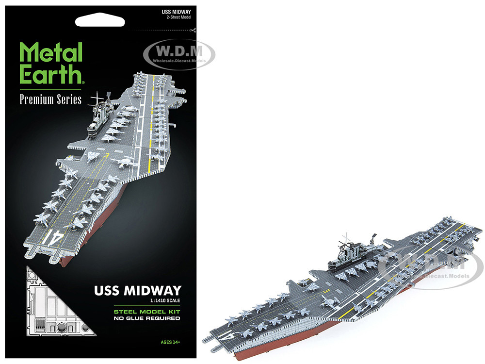 Metal Earth Model Kit USS Midway (CV-41) Aircraft Carrier (Challenging Difficulty) Steel Model by Metal Earth
