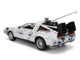 DMC DeLorean Time Machine Brushed Metal Frost Version with Lights Back to the Future 1985 Movie Hollywood Rides Series 1/24 Diecast Model Car Jada 36145