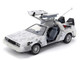 DMC DeLorean Time Machine Brushed Metal Frost Version with Lights Back to the Future 1985 Movie Hollywood Rides Series 1/24 Diecast Model Car Jada 36145