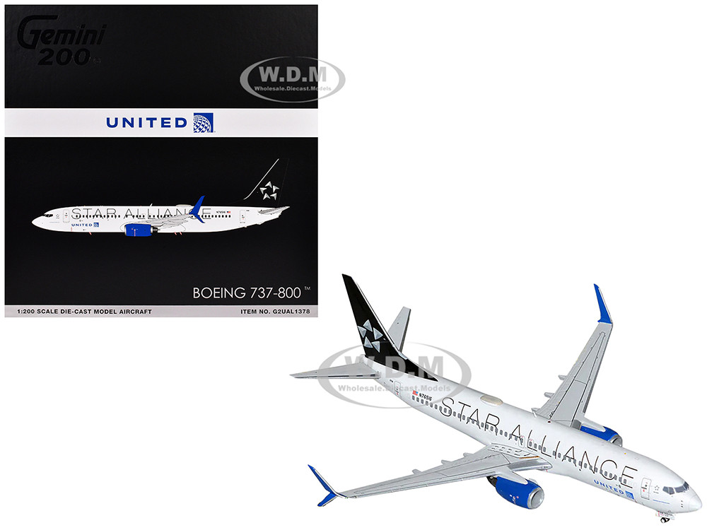 Boeing 737-800 Commercial Aircraft "United Airlines Star Alliance" (N76516) White with Black Tail "Gemini 200" Series 1/200 Diecast Model Airplane by