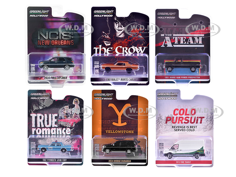 "Hollywood Series" Set of 6 pieces Release 43 1/64 Diecast Model Cars by Greenlight