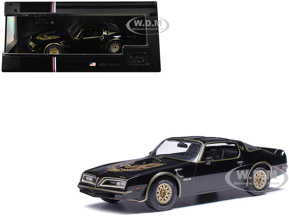1977 Pontiac Trans Am Starlight Black with Hood Graphics 1/43 Diecast Model by IXO Models