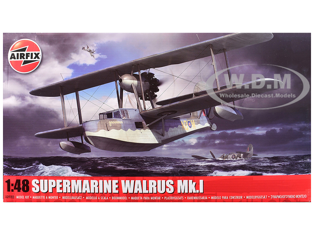 Level 3 Model Kit Supermarine Walrus Mk.I Aircraft with 3 Scheme Options 1/48 Plastic Model Kit by Airfix