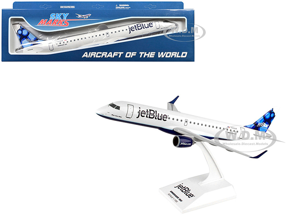 Embraer E190 Commercial Aircraft "JetBlue - Blueberries Livery" (N318JB) White with Blue Tail (Snap-Fit) 1/100 Plastic Model by Skymarks