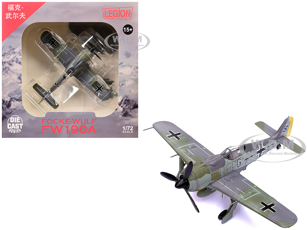 Focke-Wulf Fw 190A Aircraft "14-Victory Ace Hauptmann Wilhelm Gath, Stab/JG 26 Schlageter, France" (1942) German Luftwaffe 1/72 Diecast Model Airplane