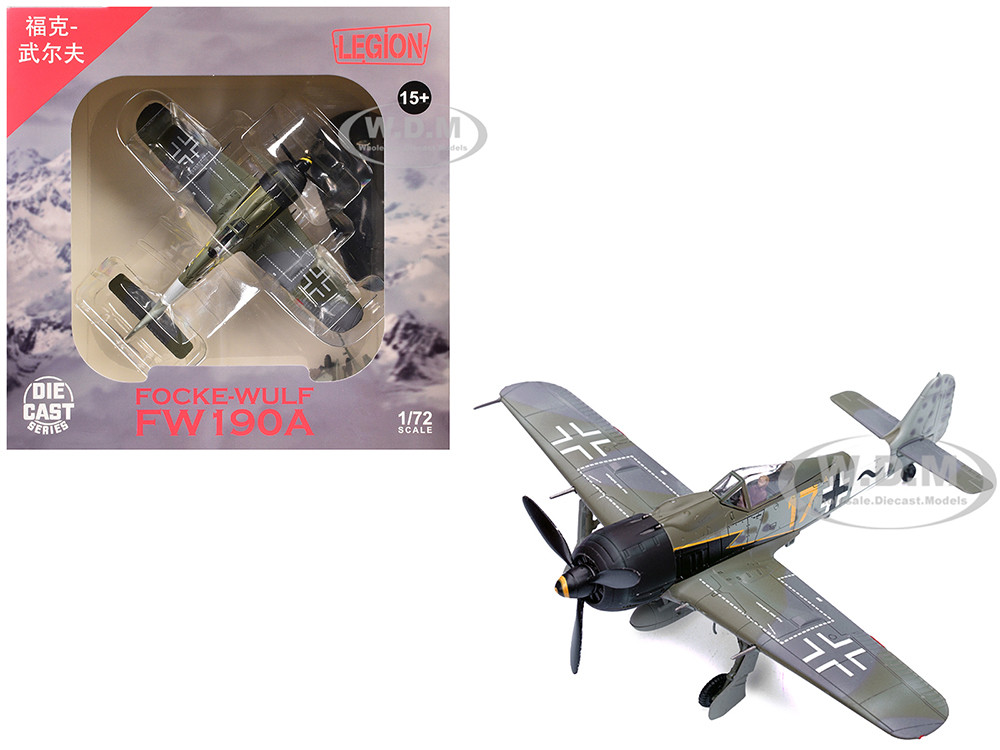 Focke-Wulf Fw 190A Aircraft "Yellow 17, 24-Victory Ace Willi Unger, 12./JG 3 Udet, Germany" (1944) German Luftwaffe 1/72 Diecast Model Airplane by Leg