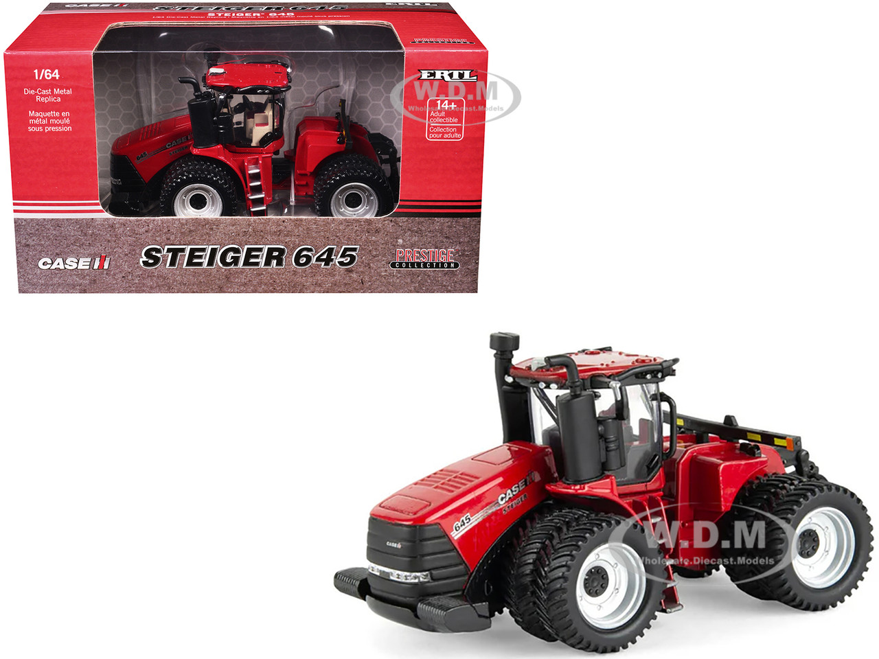 Case IH Steiger 645 Tractor with Dual Wheels Red "Prestige Collection" "Case Agriculture" Series 1/64 Diecast Model by ERTL TOMY