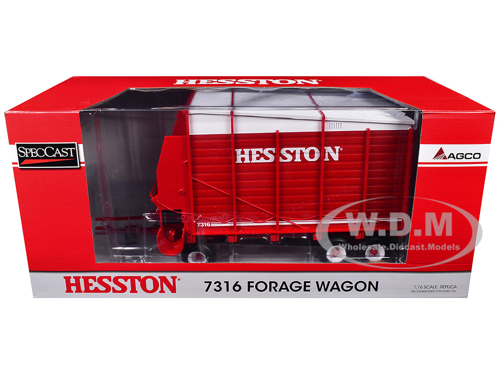 Hesston 7316 Forage Wagon Red and White 1/16 Diecast Model by SpecCast