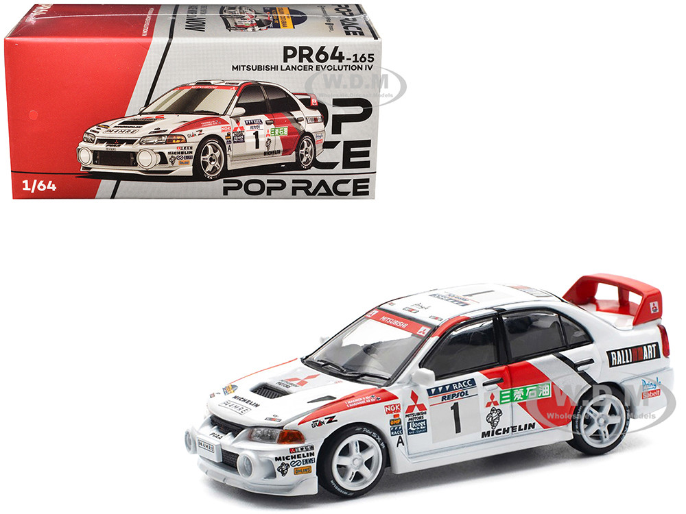 Pop Race 1:64 Mitsubishi Lancer Evolution IV RHD (Right Hand Drive) #1 Tommi Makinen - Seppo Harjanne Winner "Rally de Catalunya" (1997) 1/64 Diecast Model Car by P