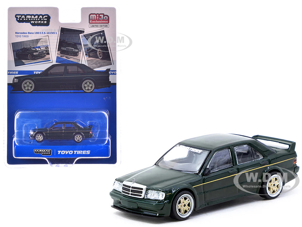 Tarmac Works 1:64 Mercedes-Benz 190 E 2.5-16 EVO 1 "Toyo Tires" Dark Green "Global64" Series 1/64 Diecast Model by Tarmac Works