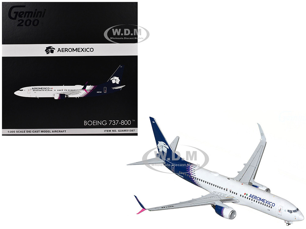 Boeing 737-800 Commercial Aircraft "AeroMexico" (N957AM) White with Dark Blue Tail "Gemini 200" Series 1/200 Diecast Model Airplane by GeminiJets