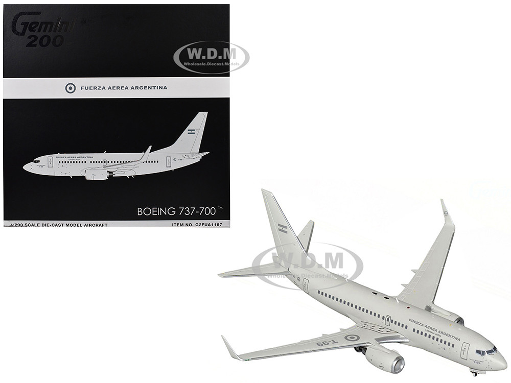 Boeing 737-700 Transport Aircraft "Fuerza Aerea Argentina (Air Force)" (T-99) Gray "Gemini 200" Series 1/200 Diecast Model Airplane by GeminiJets