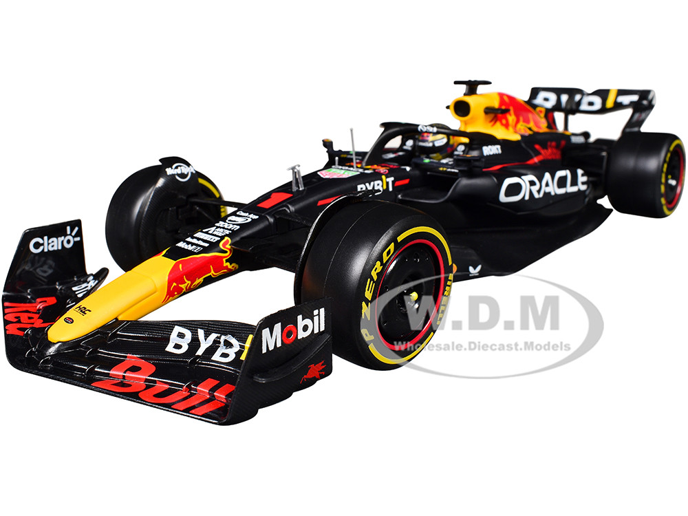 Bburago 1:24 Red Bull Racing RB19 #1 Max Verstappen "Oracle" Winner Formula One F1 Championship "Drivers' Champion" (2023) with Display Case 1/24 Diecast Model Car