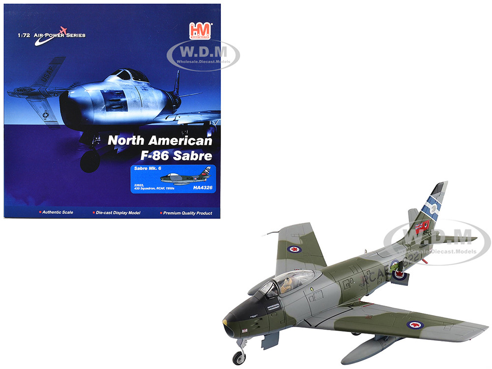 Canadair Sabre Mk.6 Fighter Aircraft "23622, 430 Squadron" (1950s) Royal Canadian Air Force "Air Power Series" 1/72 Diecast Model by Hobby Master