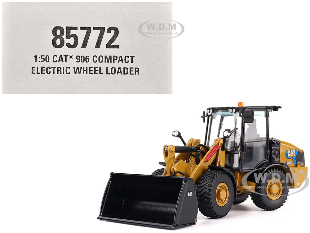 CAT Caterpillar 906 Electric Compact Wheel Loader Yellow with Operator "High Line Series" 1/50 Diecast Model by Diecast Masters